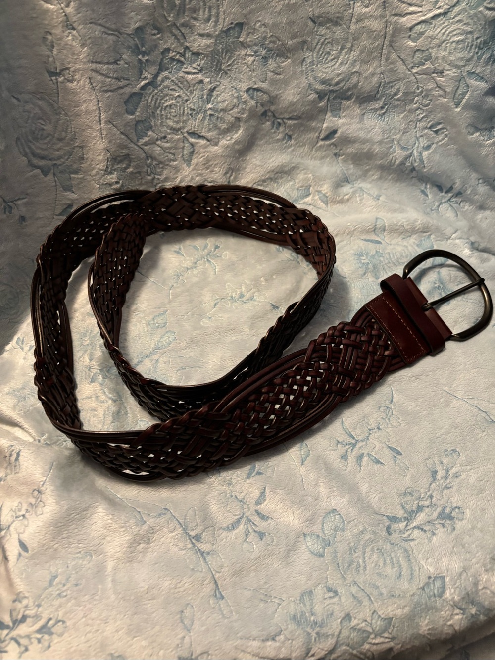 Woven Leather Braided Belt - Dark Brown